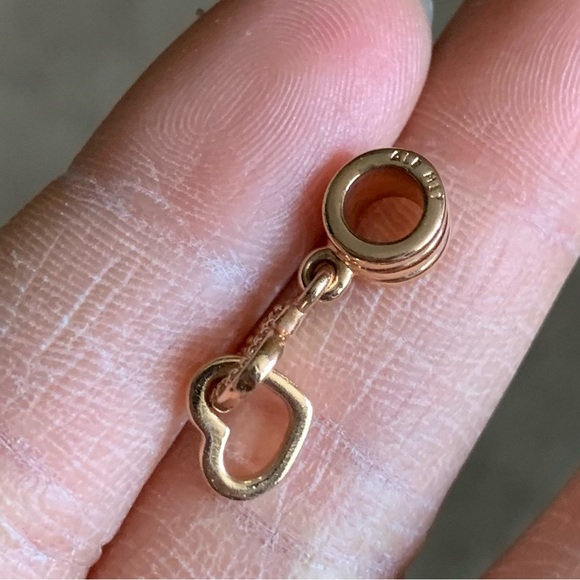 Retired Pandora Rose Interlocking Love Heart Dangle Charm with Clear Zirconia - Picture 6 of 9